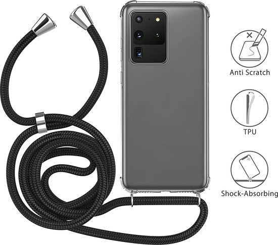 Samsung Galaxy S20 Ultra Hoesjes – Transparante Backcover met Koord – Schokbestendig-Ilumina Benelux