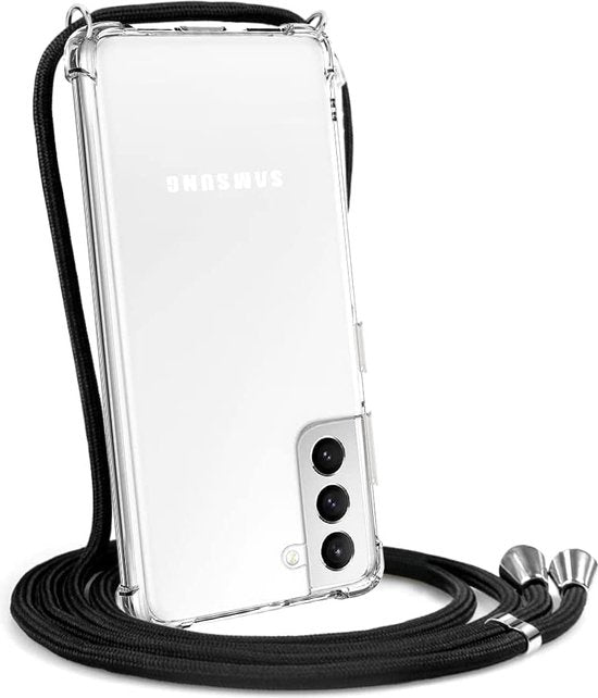 Samsung Galaxy S21 FE Hoesjes – Transparante Backcover met Koord – Schokbestendig – Telefoonkoord-Ilumina Benelux