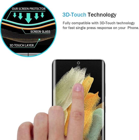 Samsung Galaxy S21 Ultra Screenprotector Full Cover Screenprotector Gehard 9H – 2-Pack-Ilumina Benelux