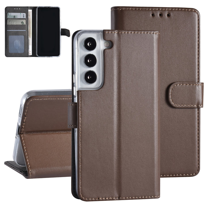 Samsung Galaxy S22 Booktype hoesje - Pasjeshouder - Magneetsluiting - Bruin-Hoesjes-Ilumina Benelux