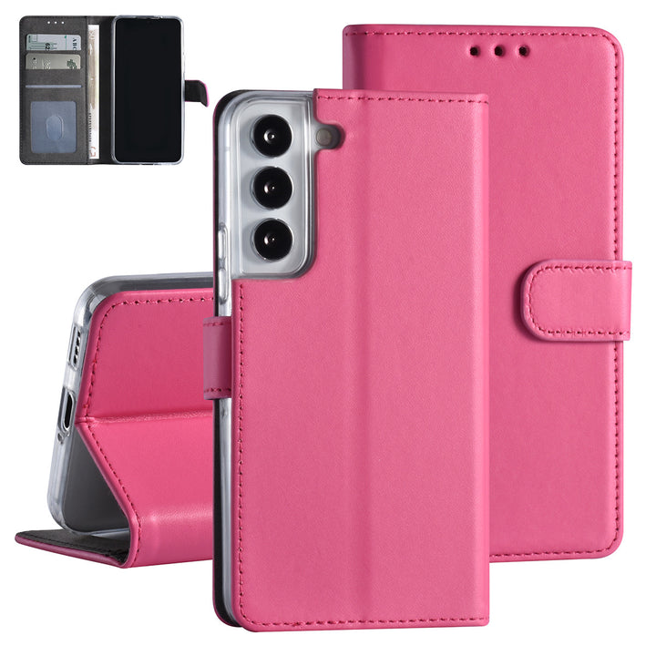 Samsung Galaxy S22 Booktype hoesje - Pasjeshouder - Magneetsluiting - Felroze-Hoesjes-Ilumina Benelux
