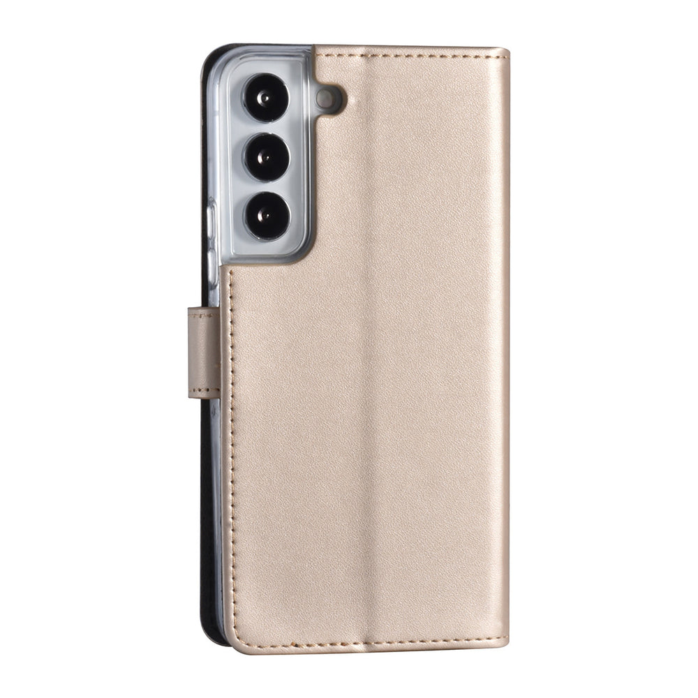 Samsung Galaxy S22 Booktype hoesje - Pasjeshouder - Magneetsluiting - Goud-Hoesjes-Ilumina Benelux