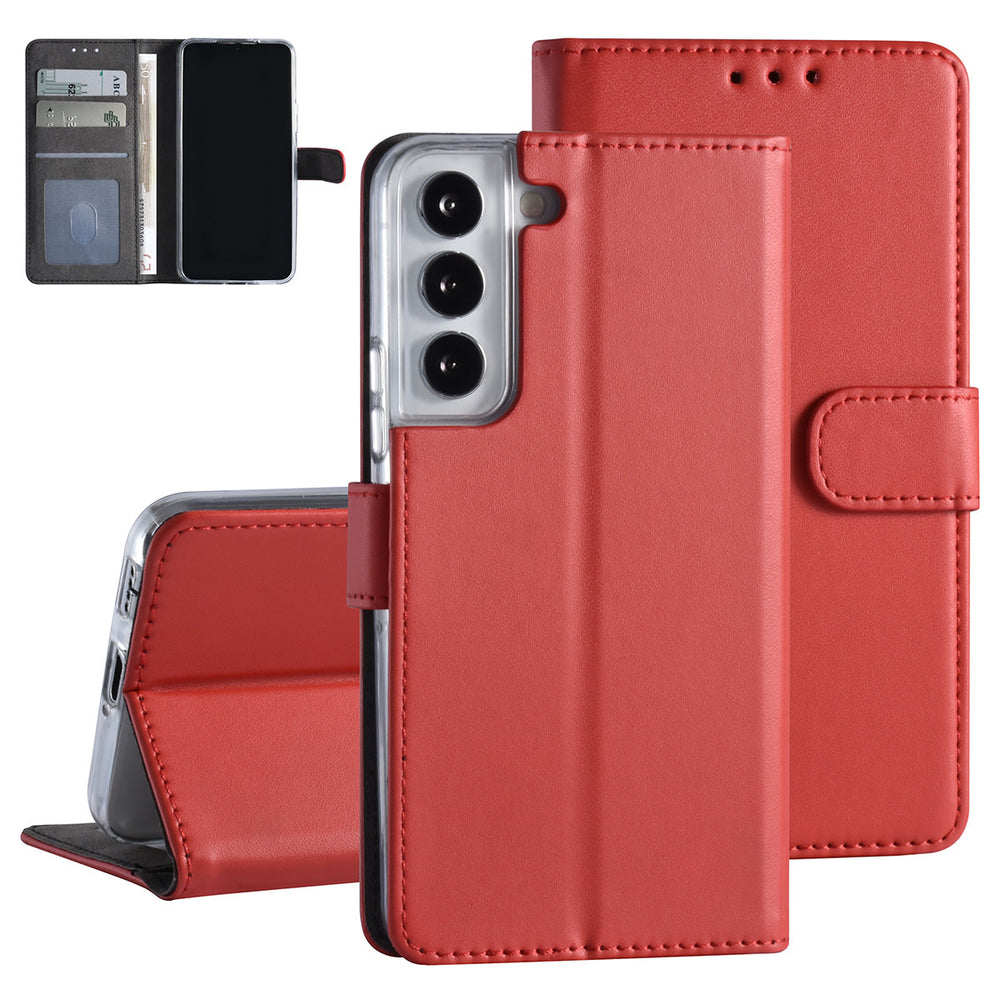 Samsung Galaxy S22 Booktype hoesje - Pasjeshouder - Magneetsluiting - Rood-Hoesjes-Ilumina Benelux