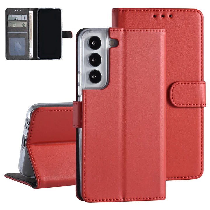 Samsung Galaxy S22 Booktype hoesje - Pasjeshouder - Magneetsluiting - Rood-Hoesjes-Ilumina Benelux