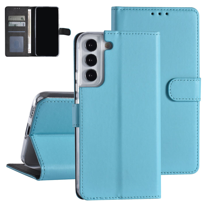 Samsung Galaxy S22 Plus Booktype hoesje - Pasjeshouder - Magneetsluiting - LichtBlauw-Hoesjes-Ilumina Benelux