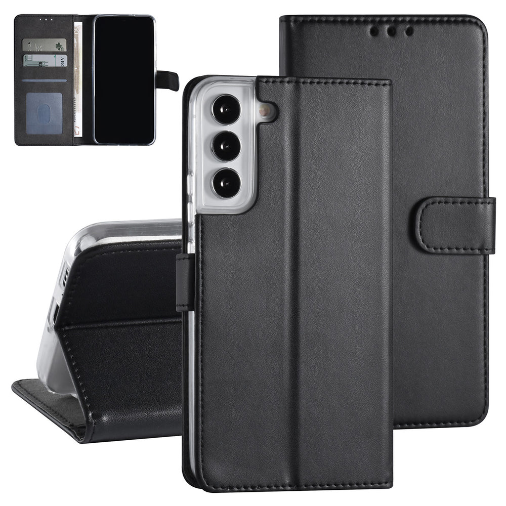 Samsung Galaxy S22 Plus Booktype hoesje - Pasjeshouder - Magneetsluiting - Zwart-Hoesjes-Ilumina Benelux