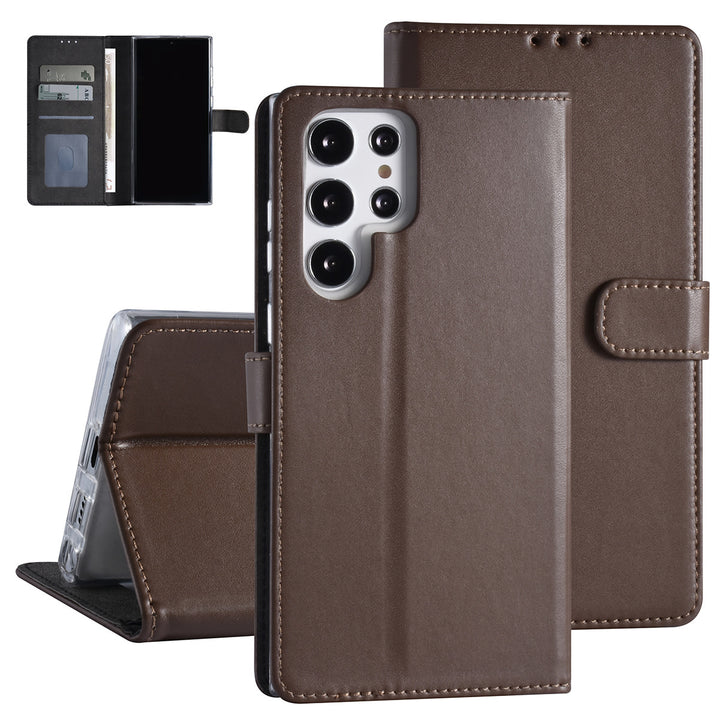 Samsung Galaxy S22 Ultra Booktype hoesje - Pasjeshouder - Magneetsluiting - Bruin-Hoesjes-Ilumina Benelux