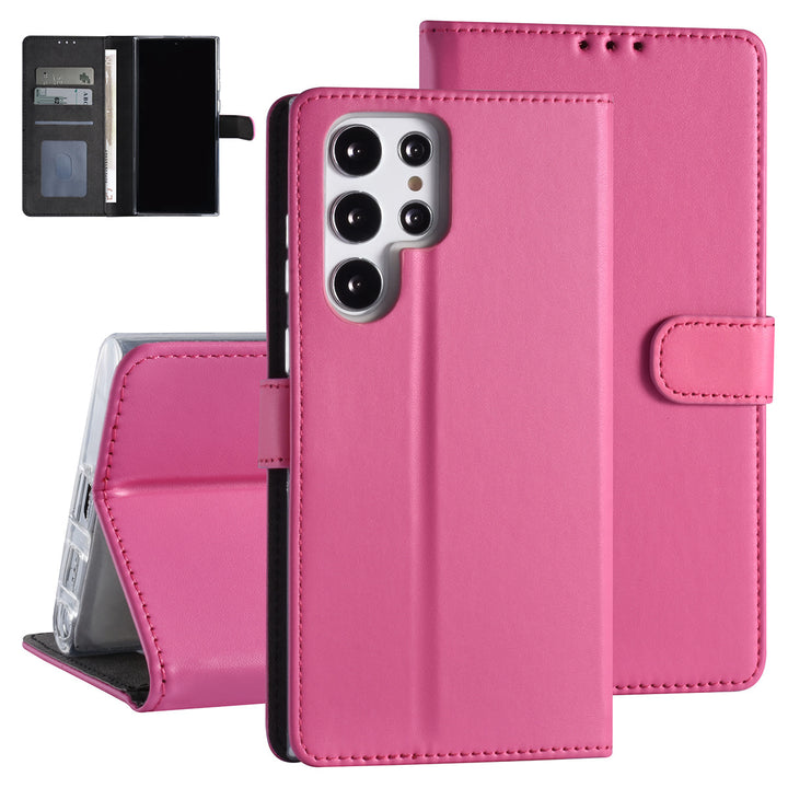 Samsung Galaxy S22 Ultra Booktype hoesje - Pasjeshouder - Magneetsluiting - Felroze-Hoesjes-Ilumina Benelux