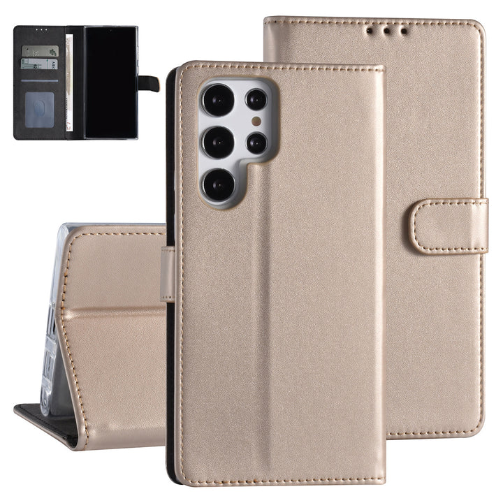Samsung Galaxy S22 Ultra Booktype hoesje - Pasjeshouder - Magneetsluiting - Goud-Hoesjes-Ilumina Benelux