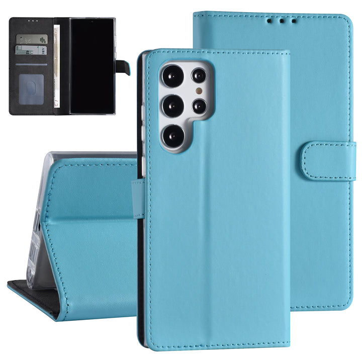 Samsung Galaxy S22 Ultra Booktype hoesje - Pasjeshouder - Magneetsluiting - LichtBlauw-Hoesjes-Ilumina Benelux