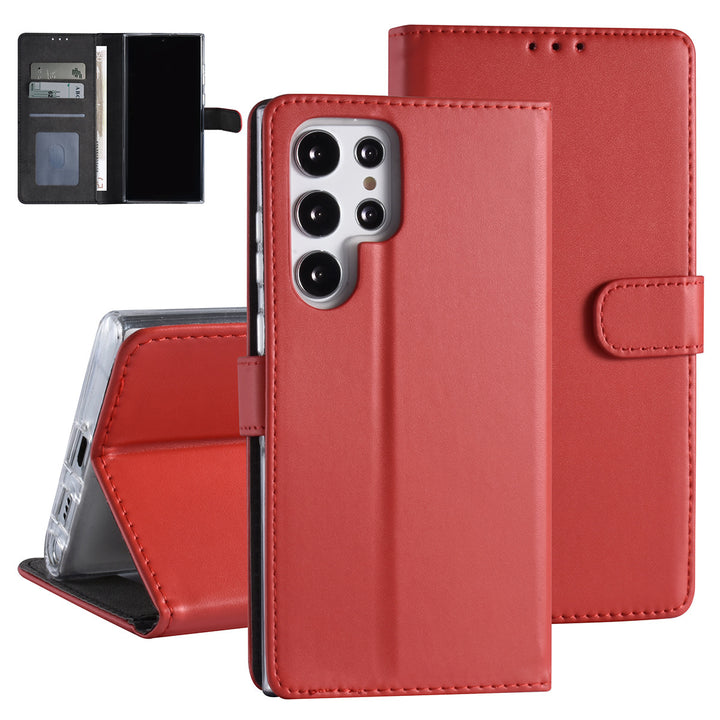 Samsung Galaxy S22 Ultra Booktype hoesje - Pasjeshouder - Magneetsluiting - Rood-Hoesjes-Ilumina Benelux
