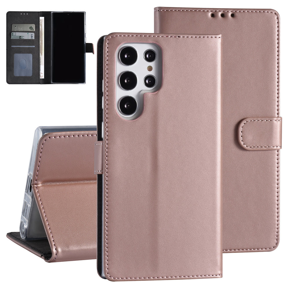 Samsung Galaxy S22 Ultra Booktype hoesje - Pasjeshouder - Magneetsluiting - Rose Gold-Hoesjes-Ilumina Benelux