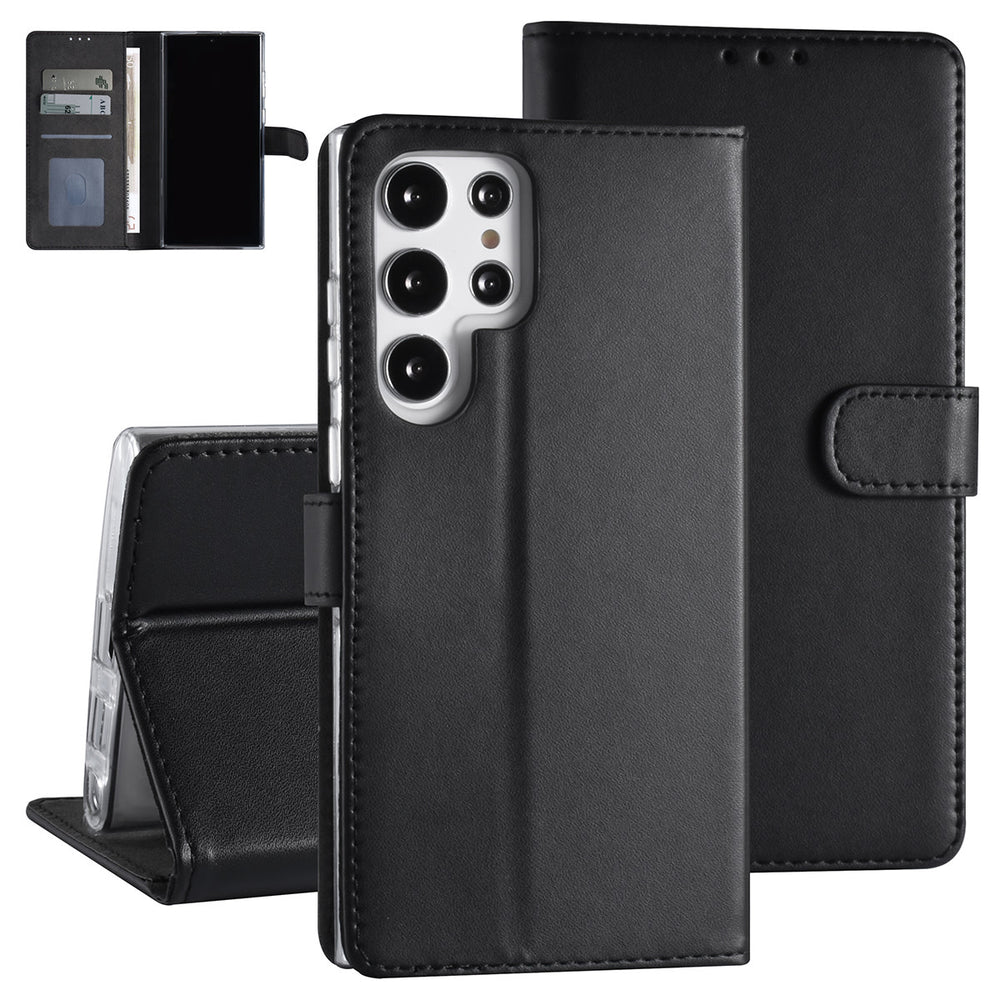 Samsung Galaxy S22 Ultra Booktype hoesje - Pasjeshouder - Magneetsluiting - Zwart-Hoesjes-Ilumina Benelux