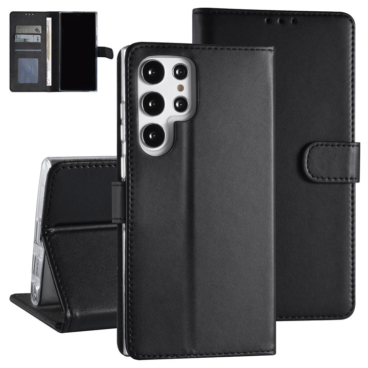 Samsung Galaxy S22 Ultra Booktype hoesje - Pasjeshouder - Magneetsluiting - Zwart-Hoesjes-Ilumina Benelux