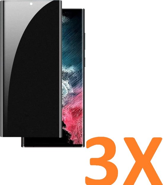 Samsung Galaxy S22 Ultra – Privacy Screenprotector – 9H Gehard Glas – 3-Pack-Ilumina Benelux