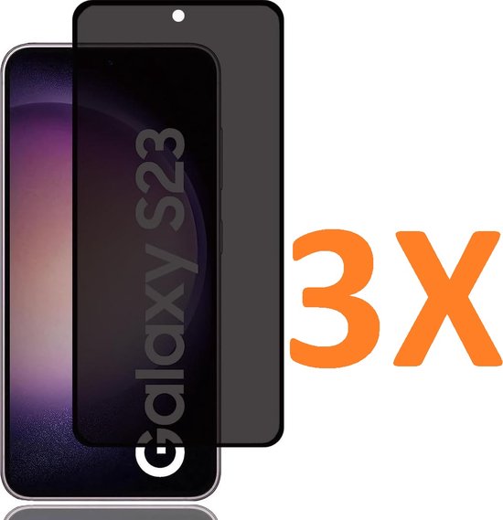 Samsung Galaxy S23 – Privacy Screenprotector – 9H Gehard Glas – 3-Pack-Ilumina Benelux