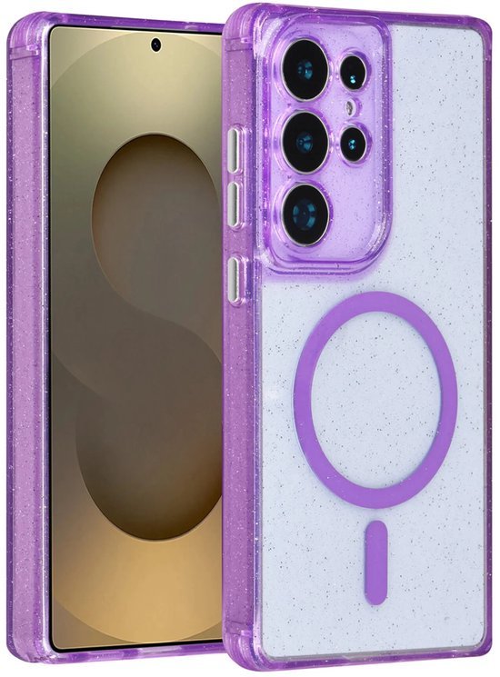Samsung Galaxy S24 Ultra Hoesjes - Magsafe - Glitter Design - Paars-Ilumina Benelux