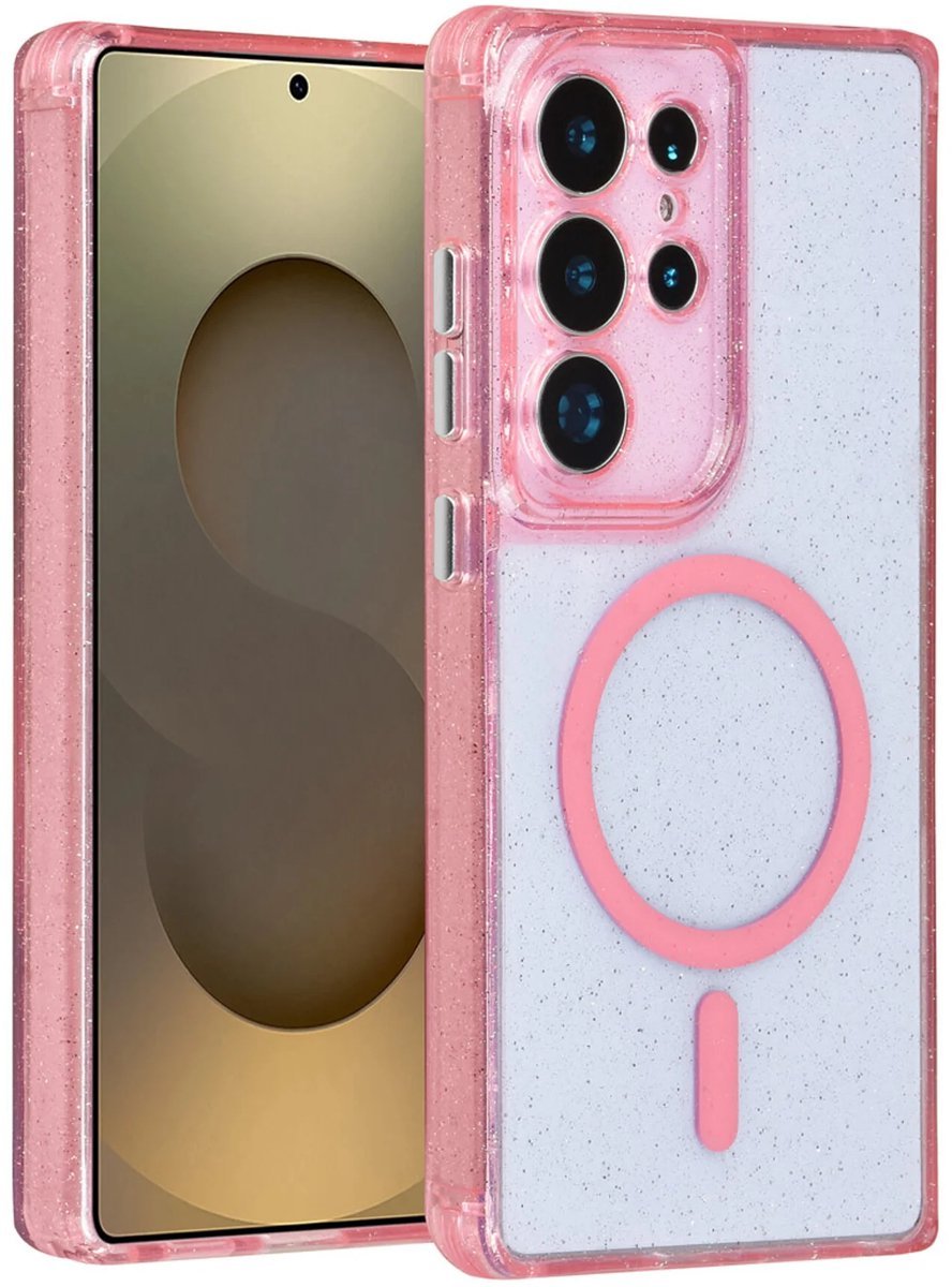 Samsung Galaxy S24 Ultra Hoesjes - Magsafe - Glitter Design - Transparant-Ilumina Benelux