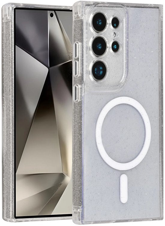 Samsung Galaxy S24 Ultra Hoesjes - Magsafe - Glitter Design - Transparant-Ilumina Benelux