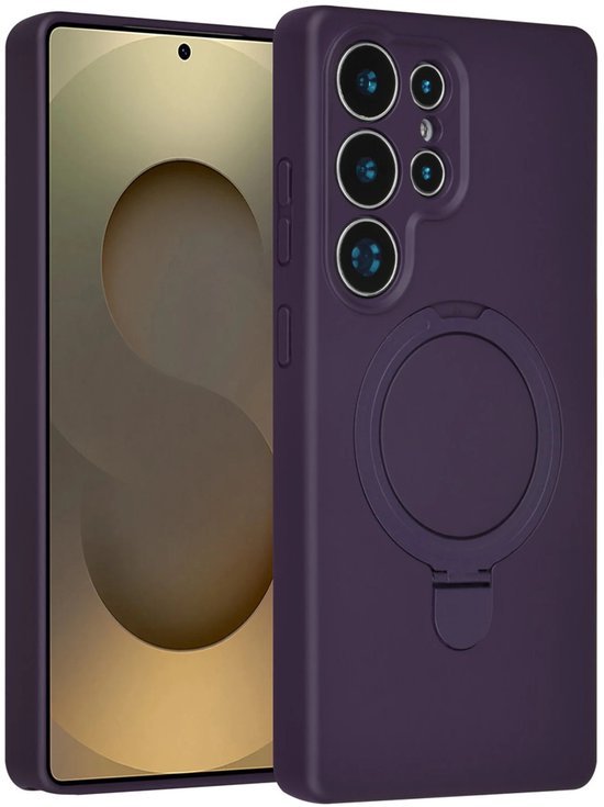 Samsung Galaxy S24 Ultra Hoesjes Schokbestendige Siliconen Backcover met Ringstandaard - Grape Purple-Ilumina Benelux