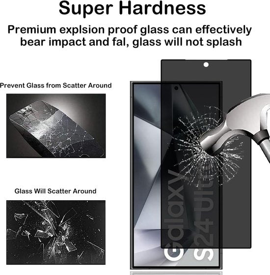 Samsung Galaxy S24 Ultra Screenprotector Full Cover – 9H Gehard Glas – 3-Pack Tempered Glas-Ilumina Benelux