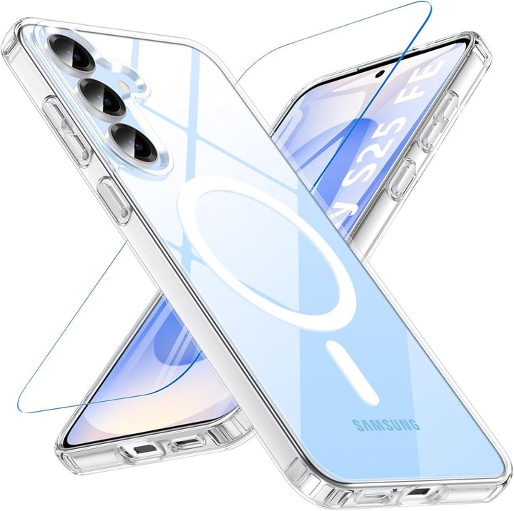 Samsung Galaxy S25 FE Hoesje – Transparant MagSafe Case met 2 Screenprotectors-Ilumina Benelux