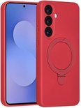 Samsung Galaxy S25 FE Hoesjes Schokbestendige Siliconen Backcover met Ringstandaard - Cherry Red-Ilumina Benelux