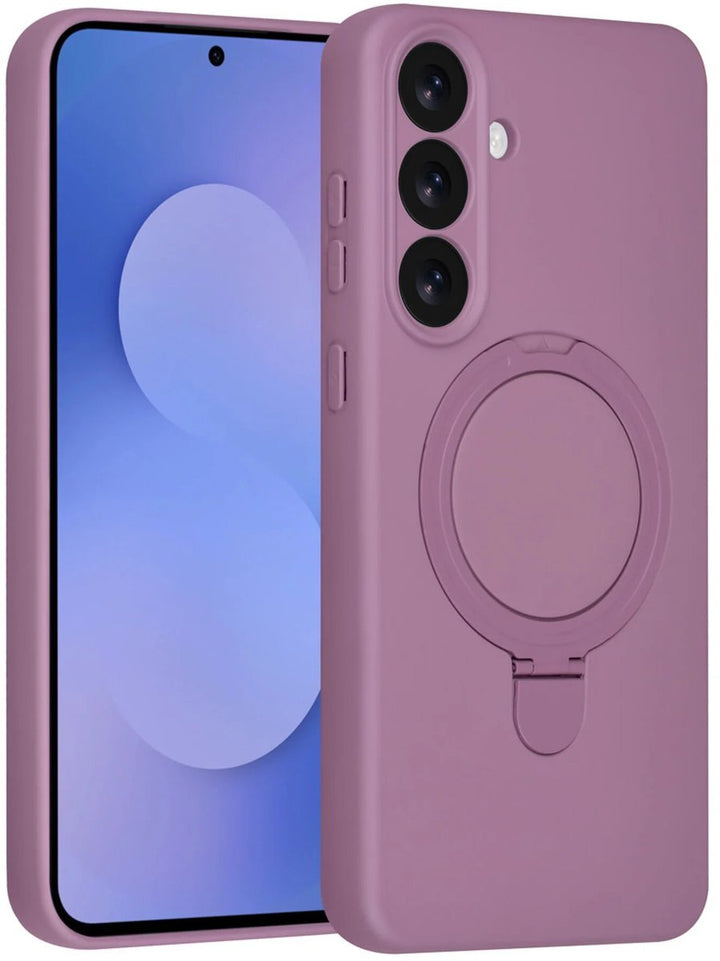 Samsung Galaxy S25 FE Hoesjes Schokbestendige Siliconen Backcover met Ringstandaard - Sunset Purple-Ilumina Benelux