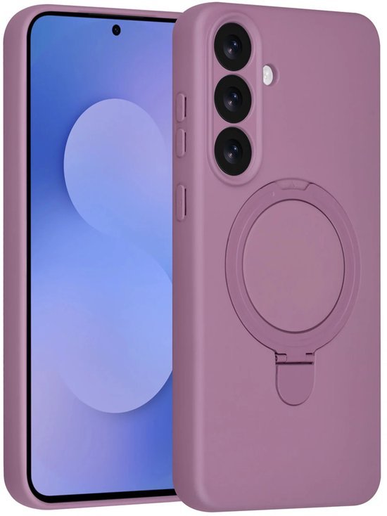 Samsung Galaxy S25 FE Hoesjes Schokbestendige Siliconen Backcover met Ringstandaard - Sunset Purple-Ilumina Benelux
