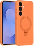 Samsung Galaxy S25 FE Hoesjes Schokbestendige Siliconen Backcover met Ringstandaard - Tangerine Orange-Ilumina Benelux