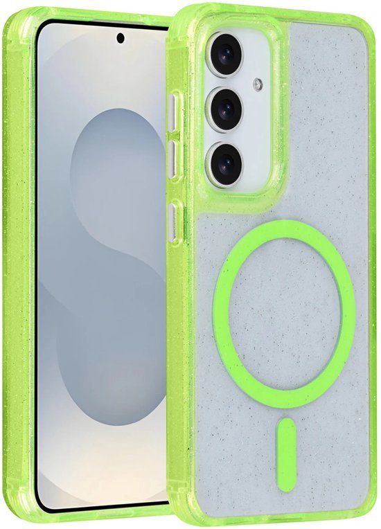 Samsung Galaxy S25 Hoesjes - Magsafe - Glitter Design - Groen-Ilumina Benelux