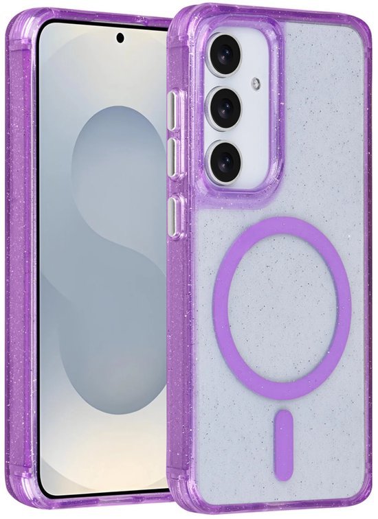 Samsung Galaxy S25 Hoesjes - Magsafe - Glitter Design - Paars-Ilumina Benelux