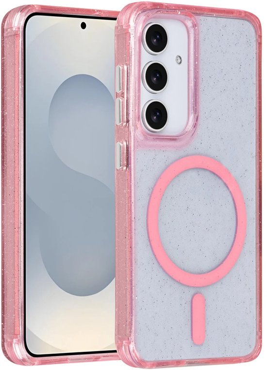 Samsung Galaxy S25 Hoesjes - Magsafe - Glitter Design - Roze-Ilumina Benelux