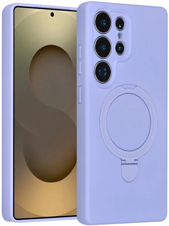 Samsung Galaxy S25 Ultra Hoesjes Schokbestendige Siliconen Backcover met Ringstandaard - Lila-Ilumina Benelux