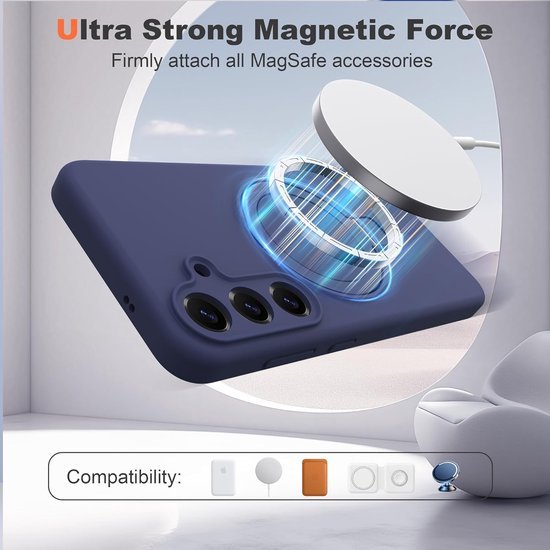 Samsung Galaxy S25 Ultra Hoesjes Schokbestendige Siliconen Backcover met Ringstandaard - Navy Blue-Ilumina Benelux