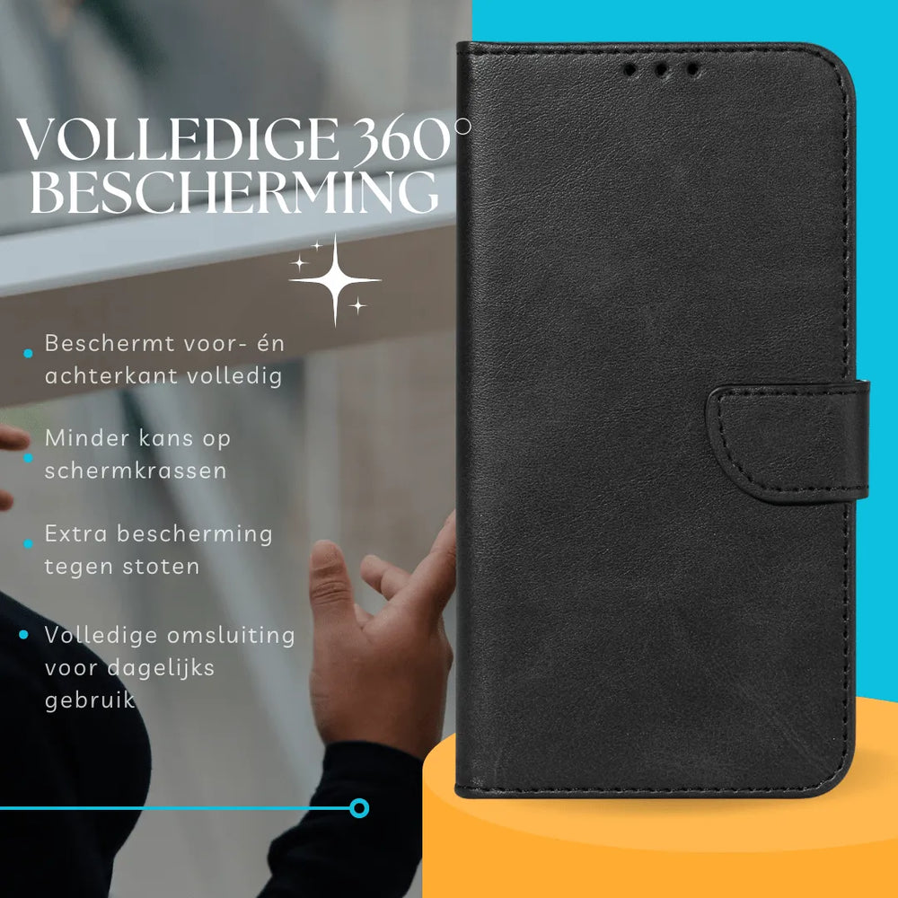 Samsung Galaxy S25FE Hoesjes – Luxe PU Kalfsleer Wallet – Pasjeshouder – Magneetsluiting – Zwart-Hoesjes-Ilumina Benelux