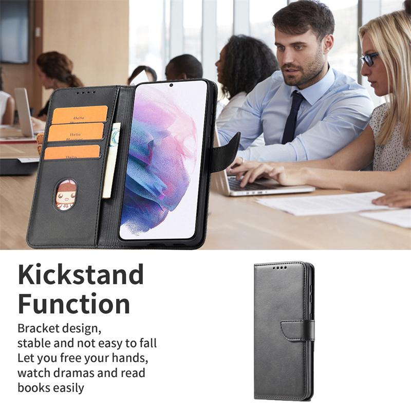 Samsung Galaxy S25FE Hoesjes – Luxe PU Kalfsleer Wallet – Pasjeshouder – Magneetsluiting – Zwart-Hoesjes-Ilumina Benelux