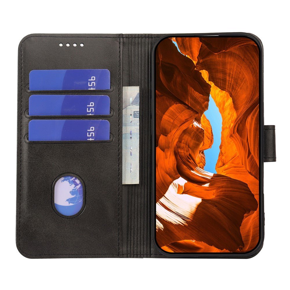 Samsung Galaxy S25FE Hoesjes – Luxe PU Kalfsleer Wallet – Pasjeshouder – Magneetsluiting – Zwart-Hoesjes-Ilumina Benelux