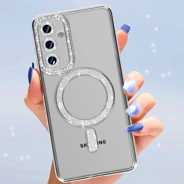 Samsung Galaxy S26 Ultra [Hoesjes – MagSafe Magnetisch – Glitter Sparkle – Zachte TPU Backcover - Zilver-Hoesjes-Ilumina Benelux