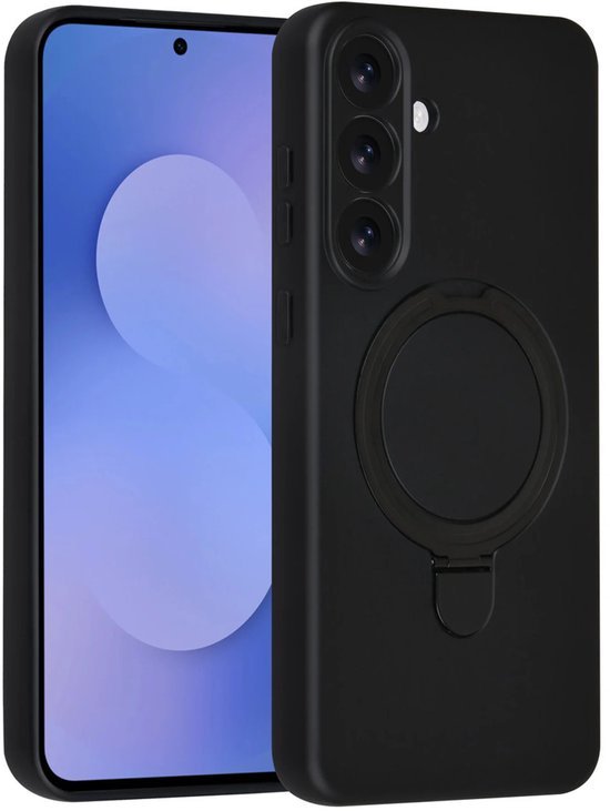 Samsung Galaxy S26 Hoesjes Schokbestendige Siliconen Backcover met Ringstandaard - Zwart-Ilumina Benelux