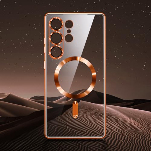Backcover met 2x Screenprotector Samsung Galaxy A37 Hoesjes – MagSafe Compatible – Ingebouwde Camera Lens Protector - Oranje-Ilumina Benelux