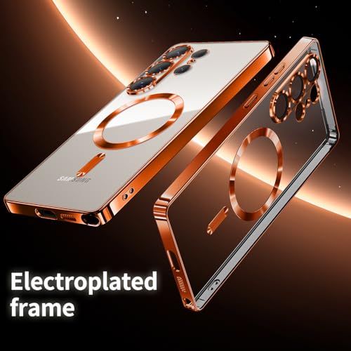 Backcover met 2x Screenprotector Samsung Galaxy A37 Hoesjes – MagSafe Compatible – Ingebouwde Camera Lens Protector - Oranje-Ilumina Benelux