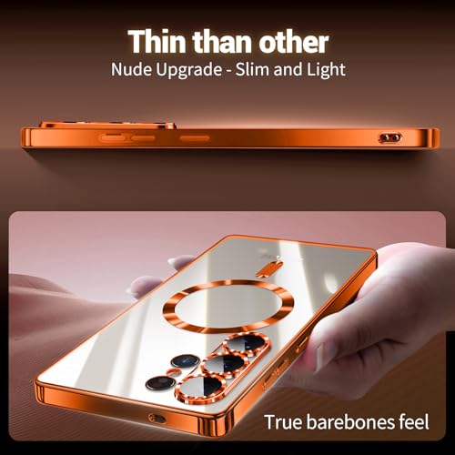 Backcover met 2x Screenprotector Samsung Galaxy A37 Hoesjes – MagSafe Compatible – Ingebouwde Camera Lens Protector - Oranje-Ilumina Benelux