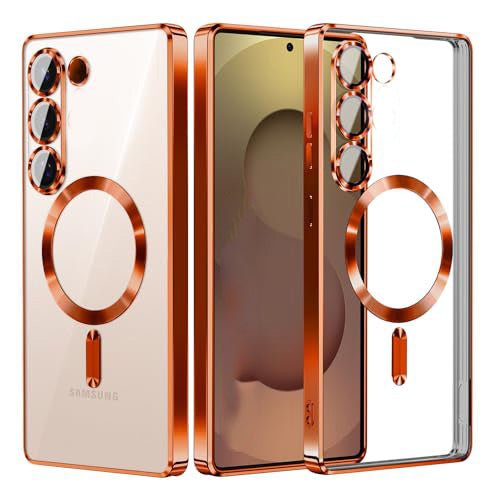 Backcover met 2x Screenprotector Samsung Galaxy A37 Hoesjes – MagSafe Compatible – Ingebouwde Camera Lens Protector - Oranje-Ilumina Benelux