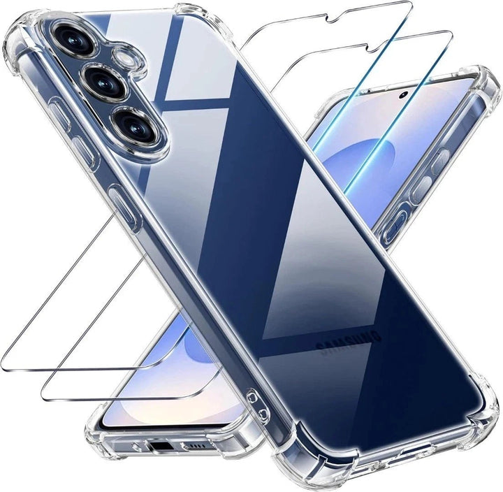 Samsung Galaxy S26 Plus Hoesjes - Siliconen Backcover - Schokbestendig - Transparant - Met 2x Screenprotectors-Ilumina Benelux