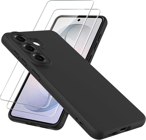 Samsung Galaxy S26 Plus Hoesjes - Siliconen Backcover - Soft Touch - Zwart - Met 2x Screenprotectors-Ilumina Benelux