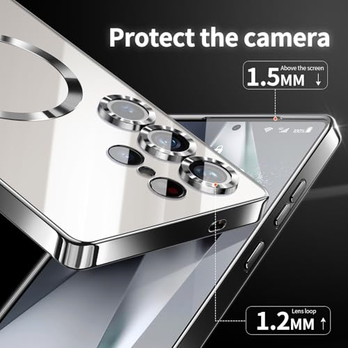 Backcover met 2x Screenprotector Samsung Galaxy S26 Ultra Hoesjes – MagSafe Compatible – Ingebouwde Camera Lens Protector - Zilver-Hoesjes-Ilumina Benelux