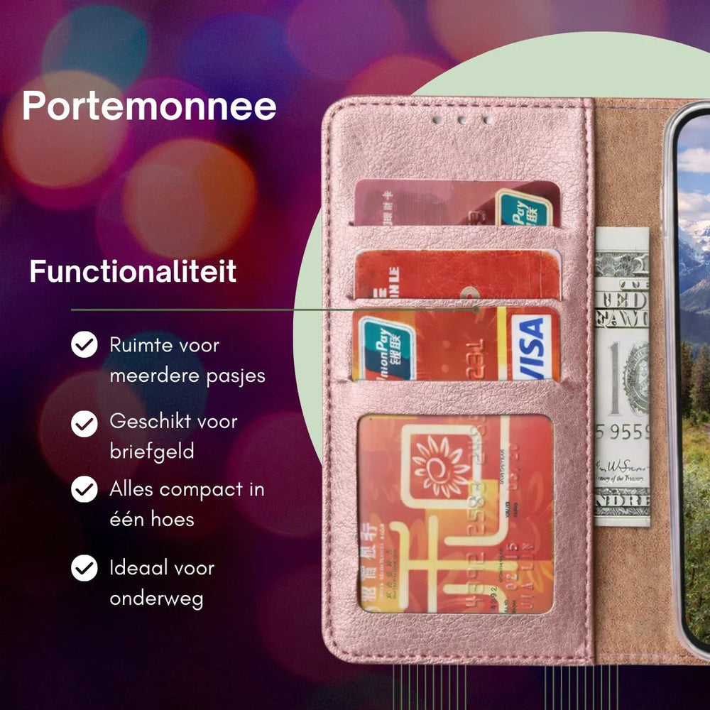 Samsung Galaxy S26 Plus - Roségoud - Portemonnee hoesje + 2X Tempered Glas Screenprotector-Hoesjes-Ilumina Benelux