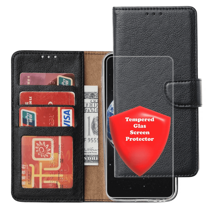 Samsung Galaxy S26 Ultra - Hoesjes Zwart – Portemonnee Bookcase – Magneetsluiting – 1x Gehard Glas Screenprotector-Hoesjes-Ilumina Benelux
