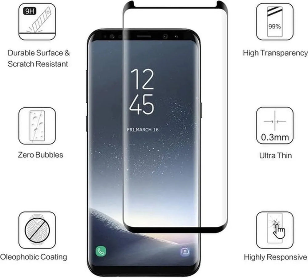 Samsung Galaxy S8 Plus Screenprotector Full Cover – 9H Gehard Glas – 2-Pack-Ilumina Benelux